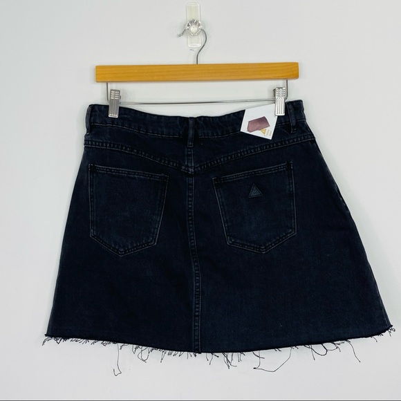 Abrand Womens A-Line Denim Skirt Black Raw Hem Size 12 30 NWT - Picture 4 of 7